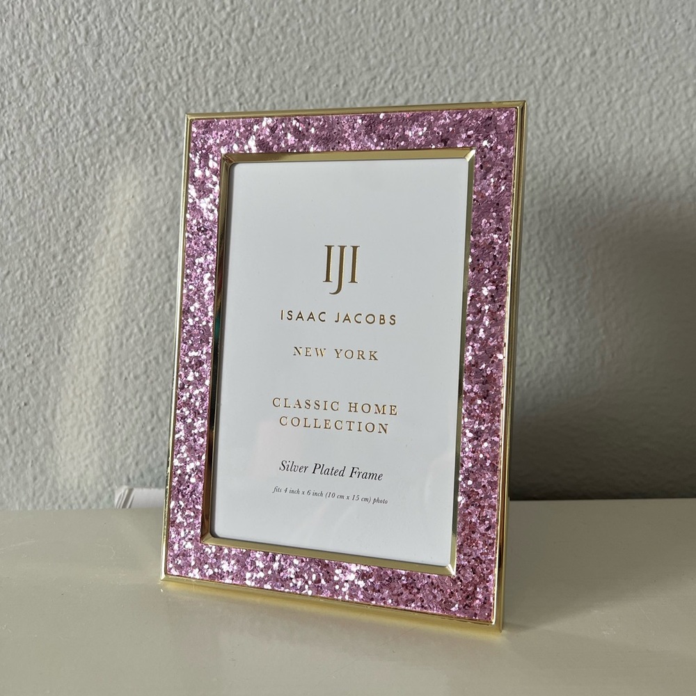 Isaac Jacobs Pink Glitter Silver Plated Frame 4x6